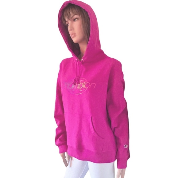 Champion Cotton Hoodie Kangaroo Pocket Sweater Graphic Fitness Bubblegum NWOT - Picture 5 of 15